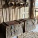 Old wicker moving trunk