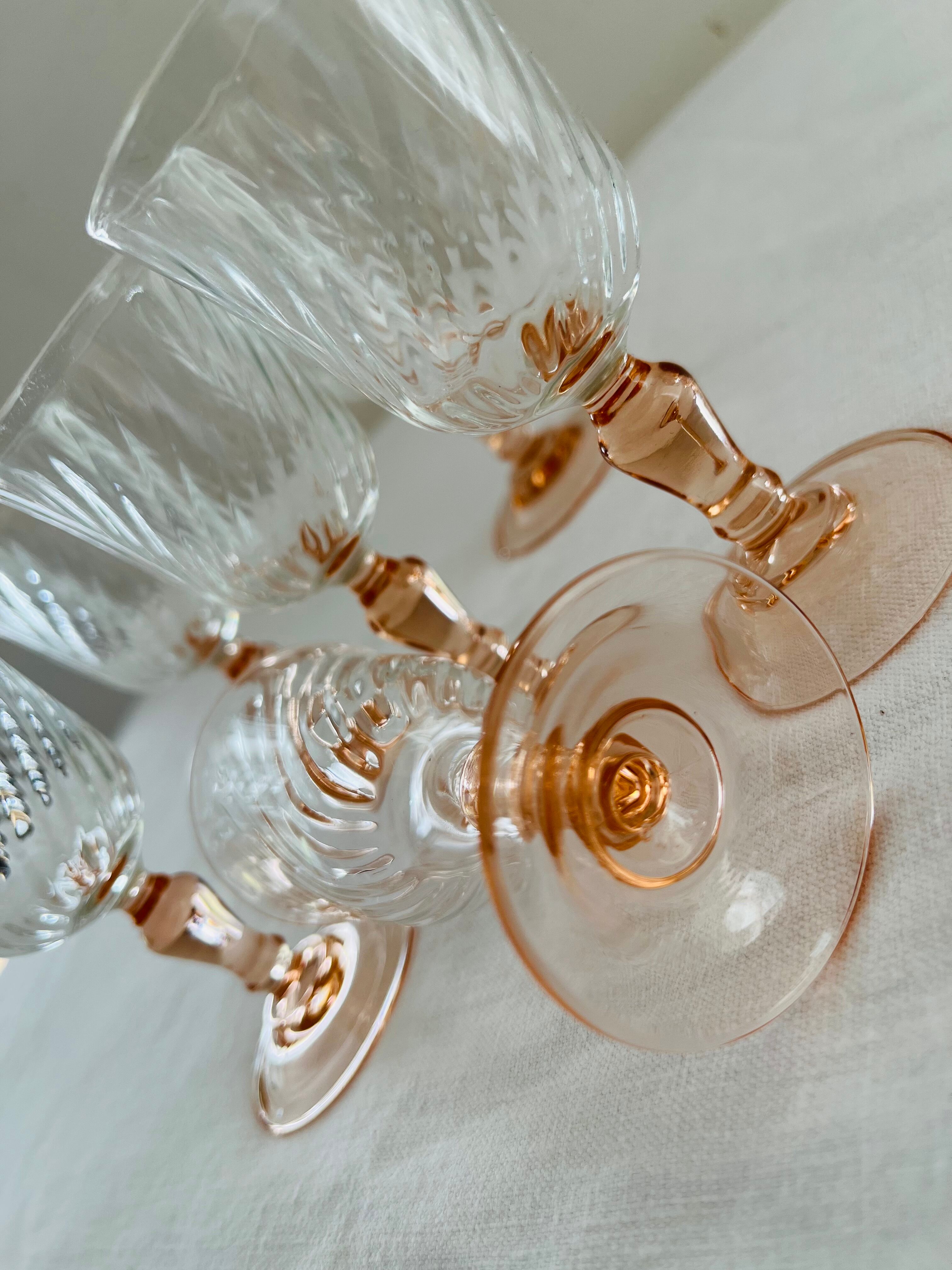 Set of 6 luminarc pink wine glass