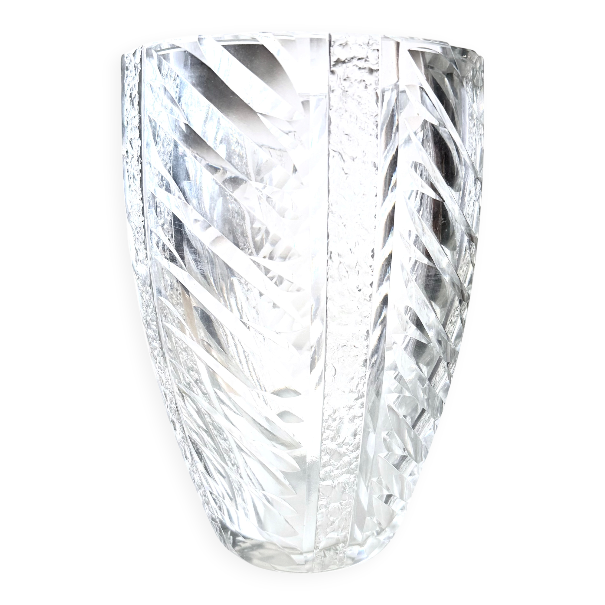 Large engraved crystal vase