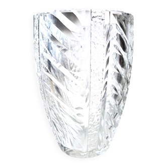 Large engraved crystal vase