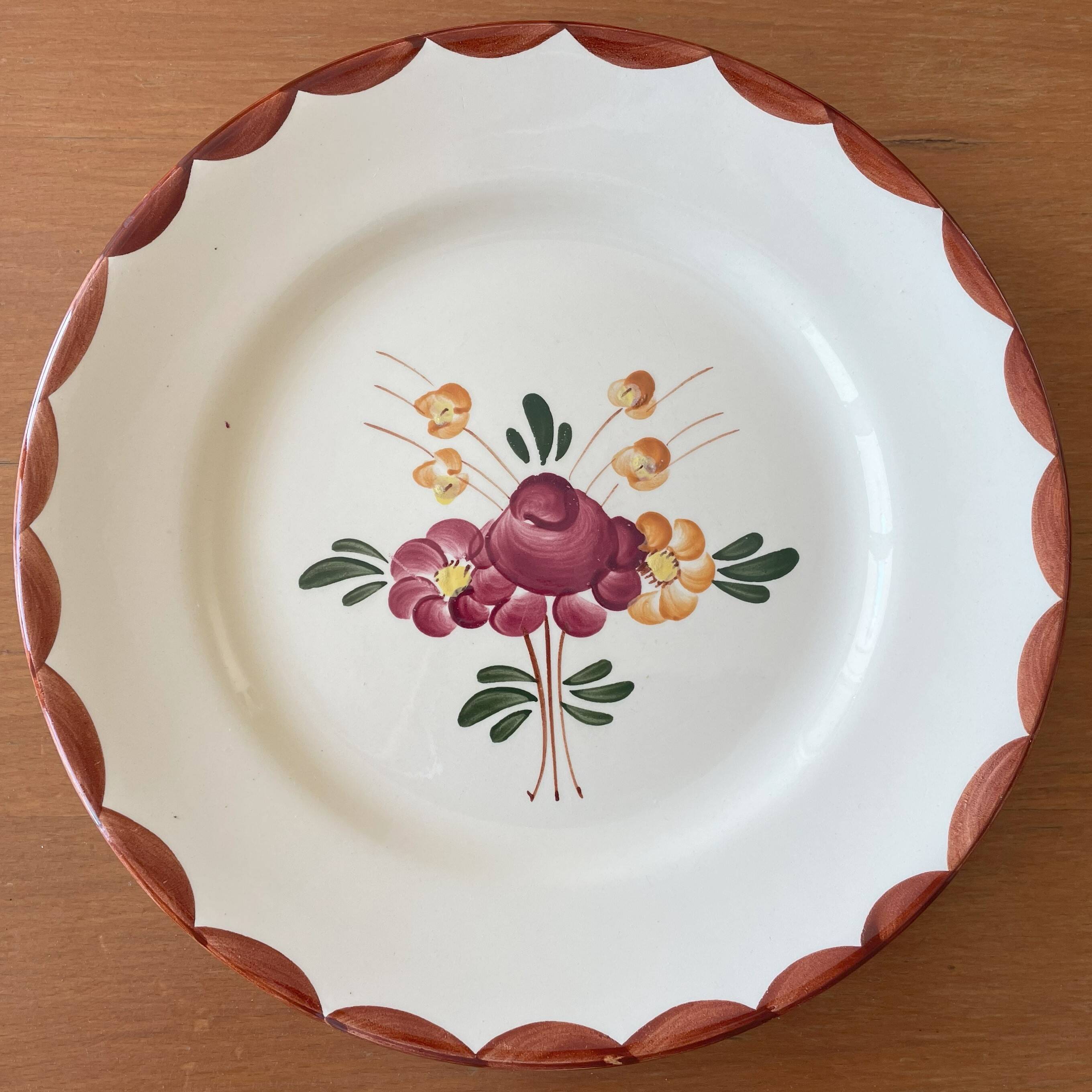 6 old Longchamp earthenware dinner plates