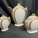 Art déco, service à café 9 pièces porcelaine Limoges vers 1930