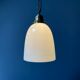 High opaline glass pendant lamp with brass fixture