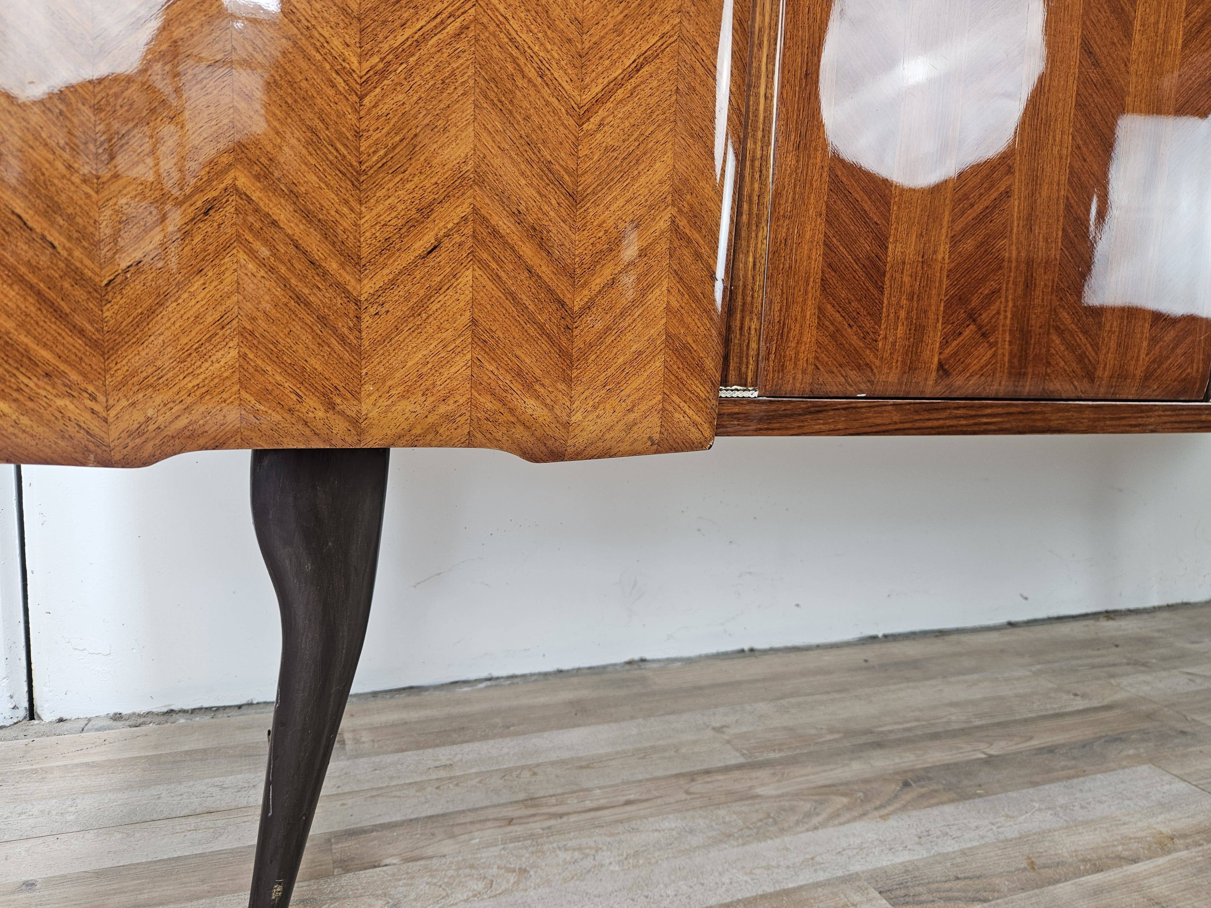 Enfilade en acajou avec plateau en verre