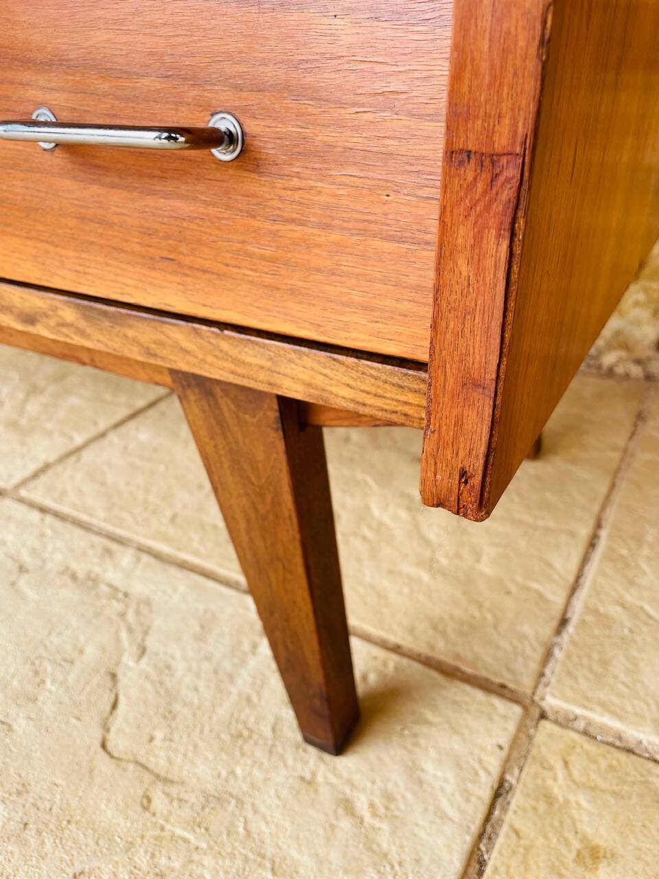 Vintage walnut commode with tapered legs circa 1950s