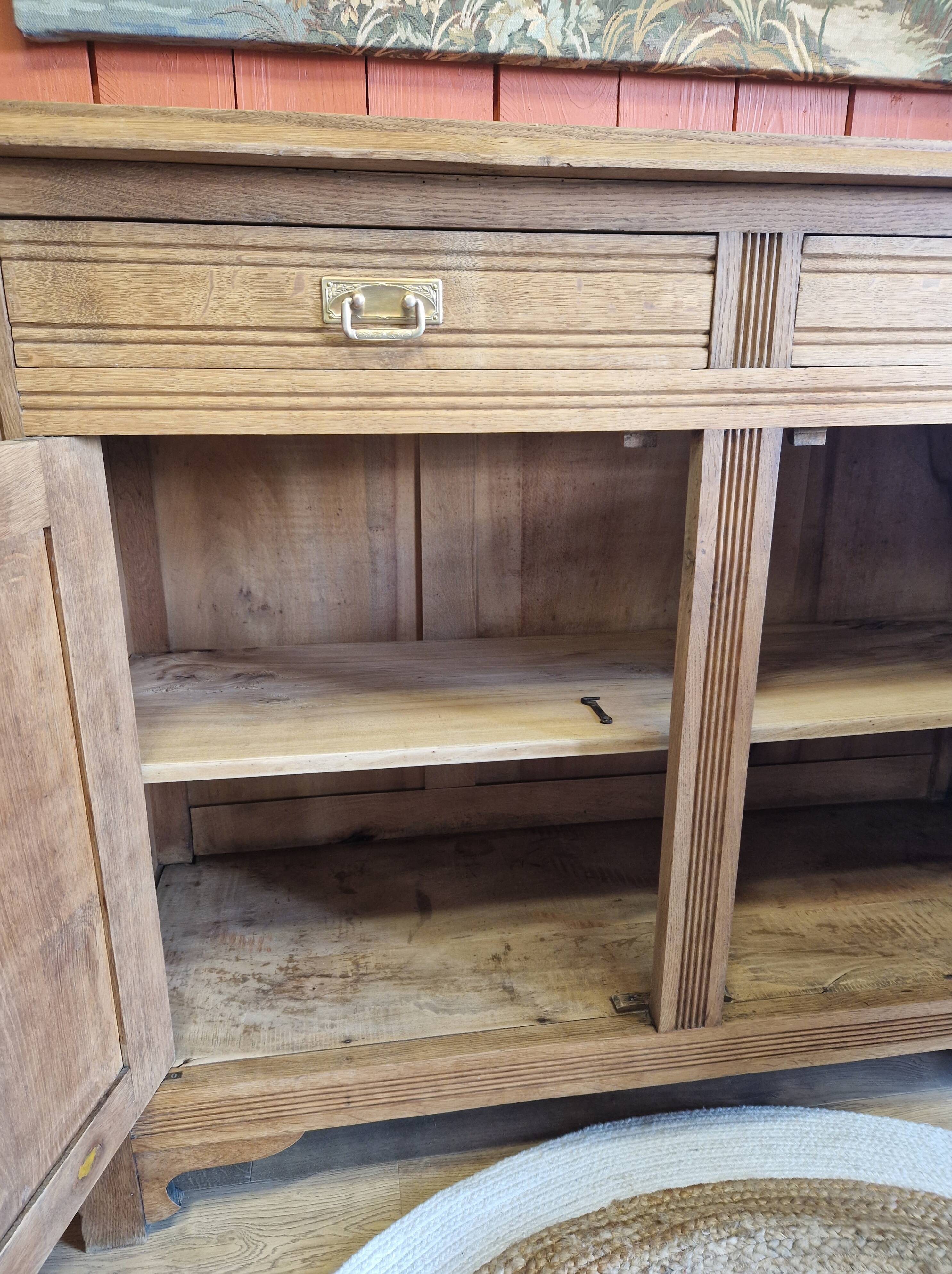 Sideboard two doors two drawers in renovated oak art deco style