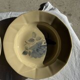 Set of 12 beige, pink, and blue deep plates from Digoin Sarreguemines, vintage.