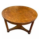 Antique round marquetry Empire table from the early 19th century