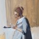 Oil on canvas "Woman in Blue Reading a Letter" after Vermeer