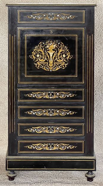 Secretary in marquetry Boulle period Napoleon III