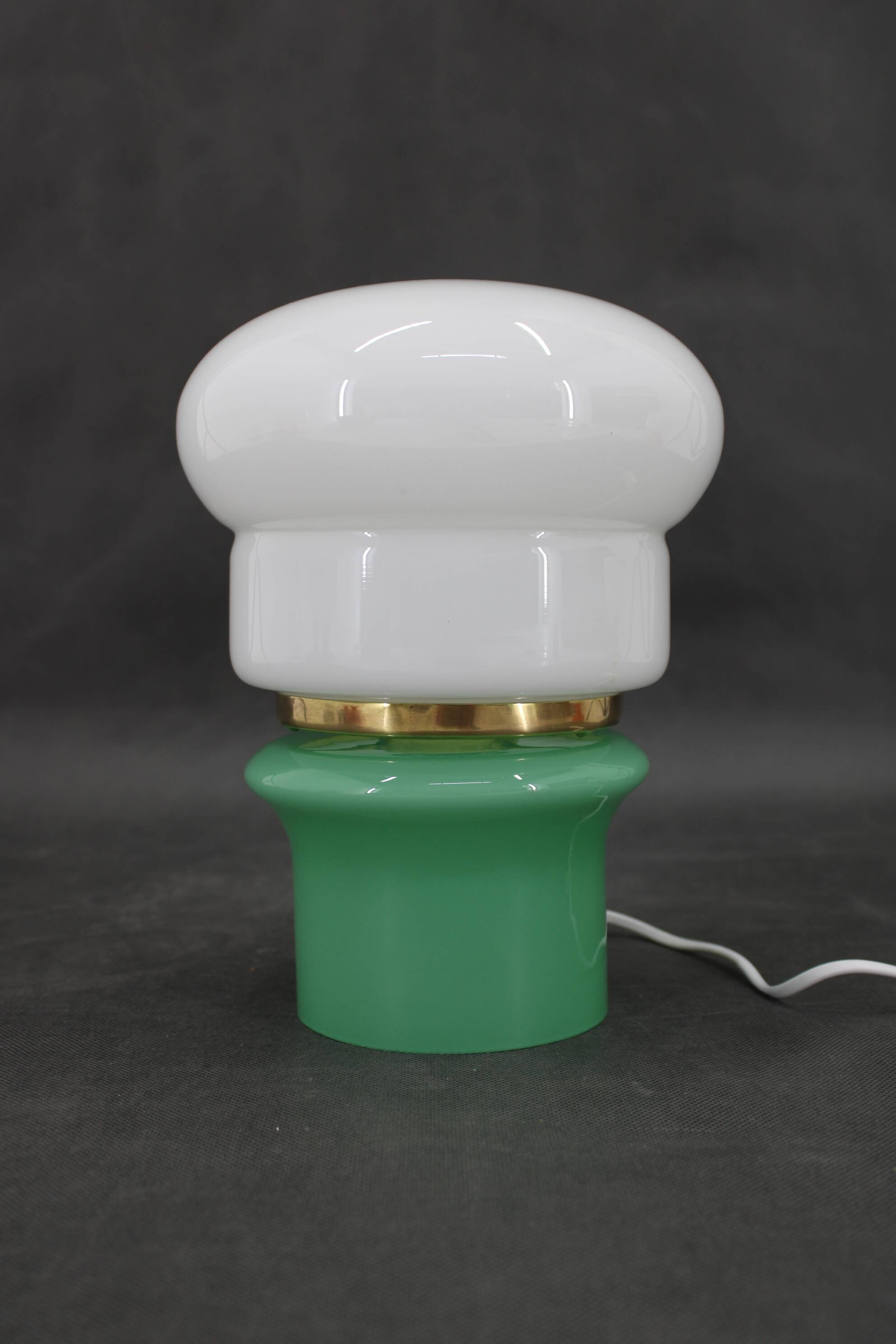 1960s Opaline Glass Table Lamp, Czechoslovakia