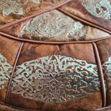 Moroccan pouf in natural leather