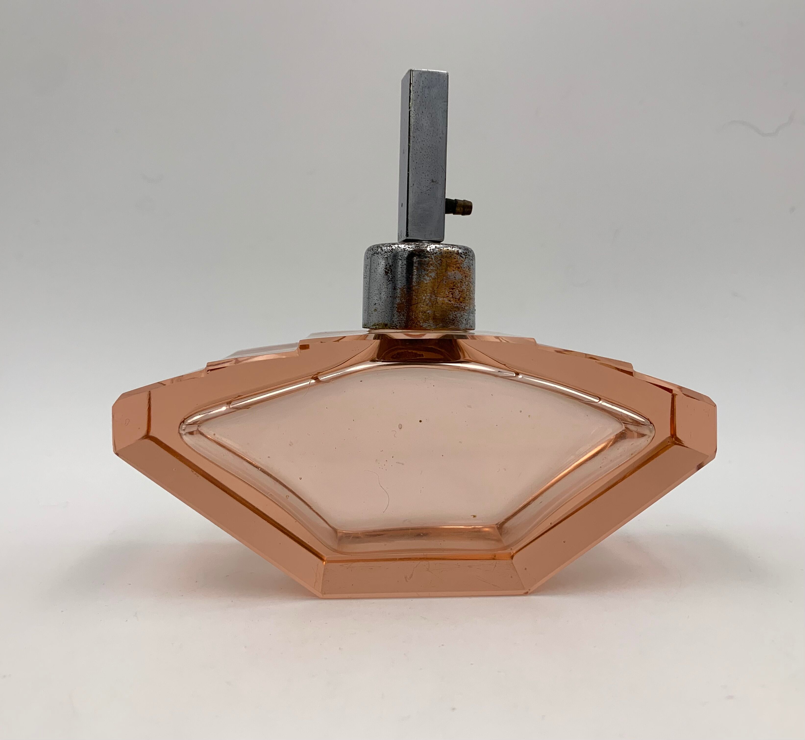 Art deco toilet top pink glass 3 pieces 1930s