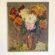 Oil on ancient canvas, still life bouquet of flowers