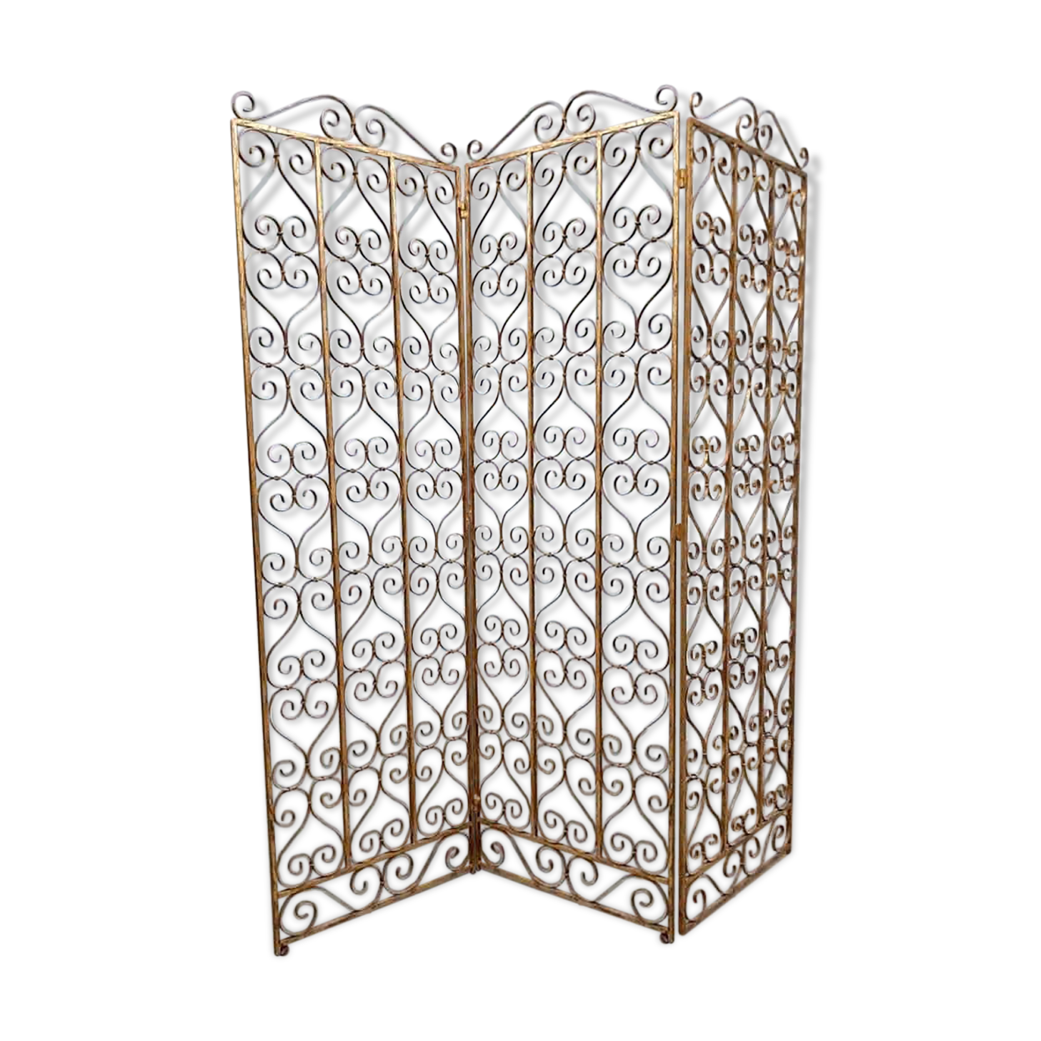 Antique brass room divider paravan folding screen