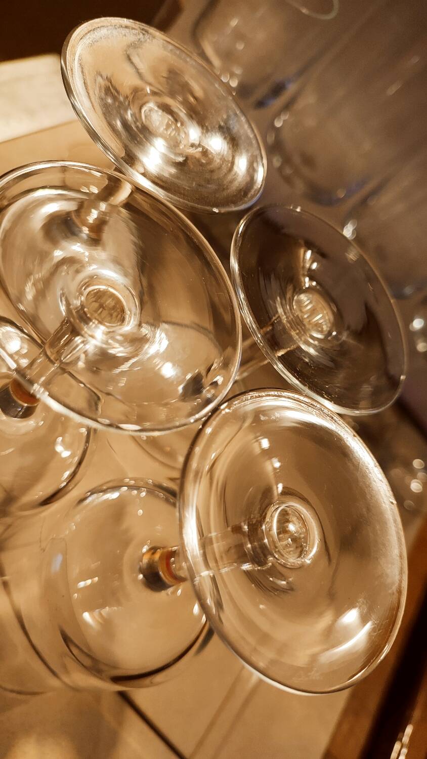 10 old cylindrical crystal glasses