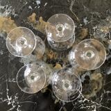 Set of five champagne glasses engraved vintage