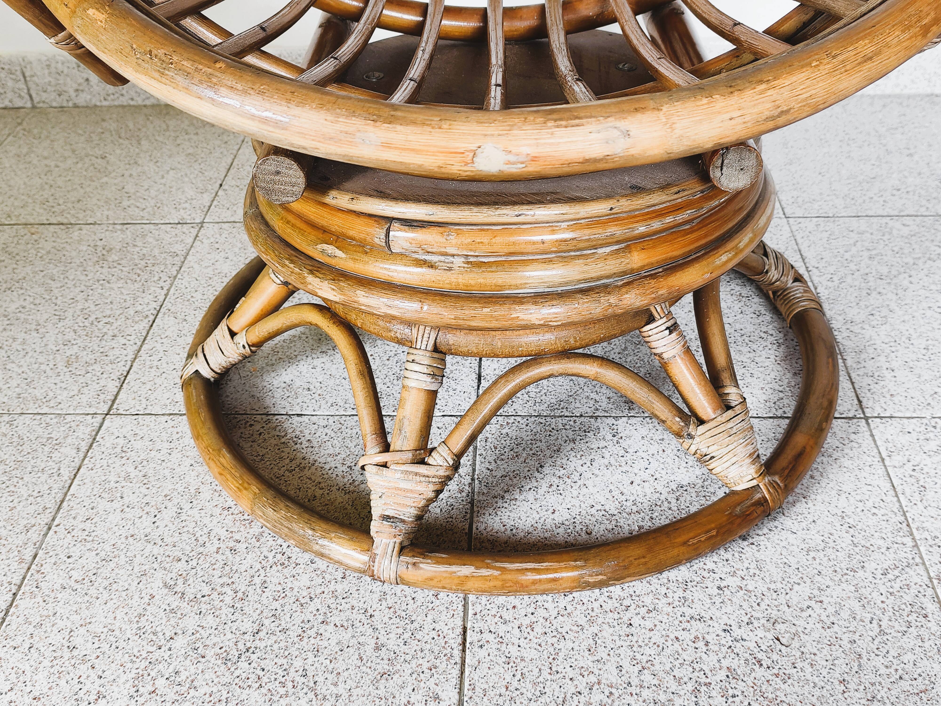 Vintage rattan swivel chair