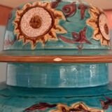 Large Chinese ceramic lamp, 20th century, floral decoration, original lampshade