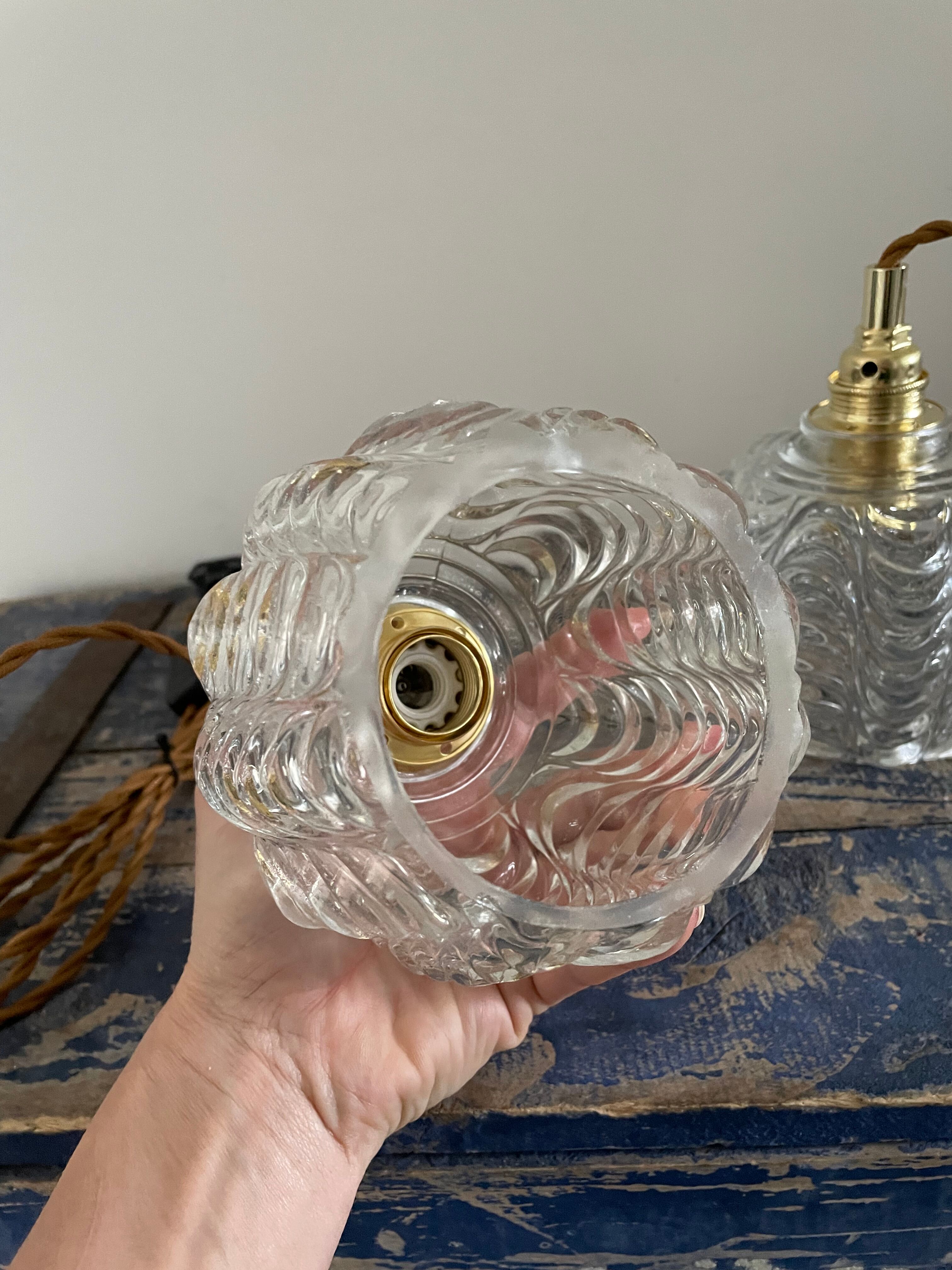 Set of two vintage electric chiseled glass handhelds