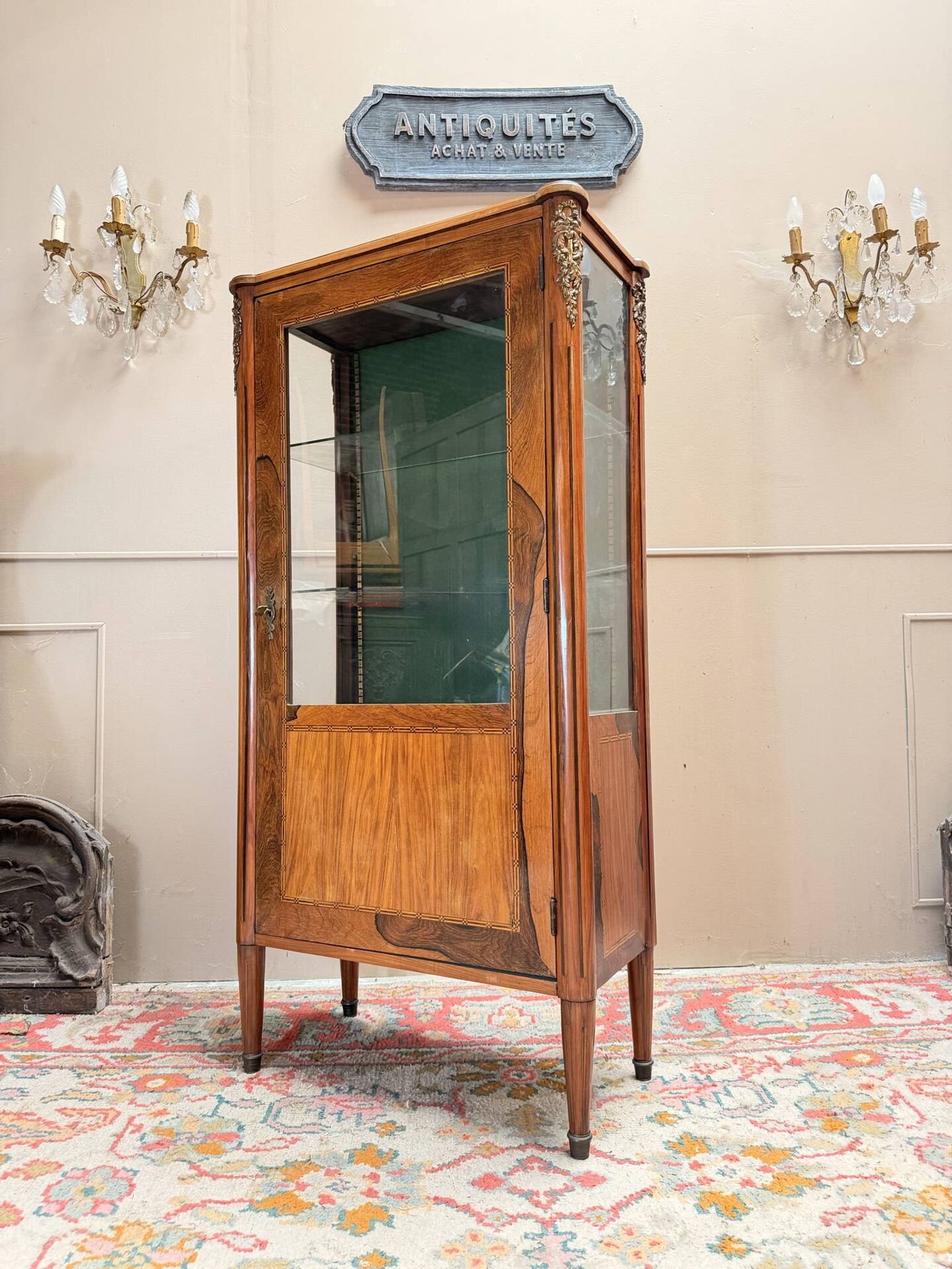 ROSEWOOD DISPLAY CABINET IN LOUIS XVI STYLE, 19TH CENTURY