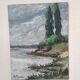 Riverside landscape painting (signed Chevalier)