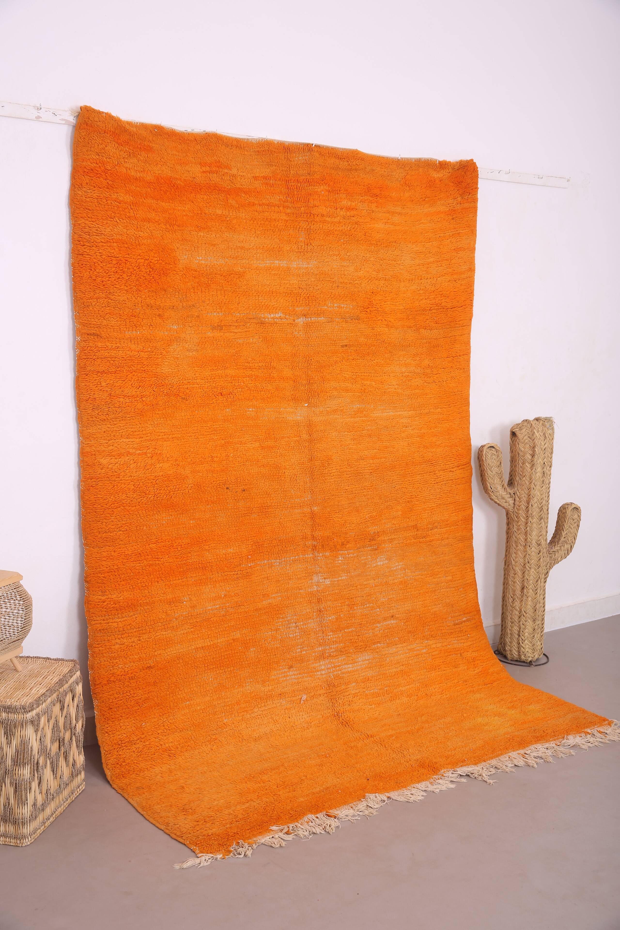 Tapis marocain vintage orange 174 x 255 cm - Tapis en laine berbère - Tapis fait main