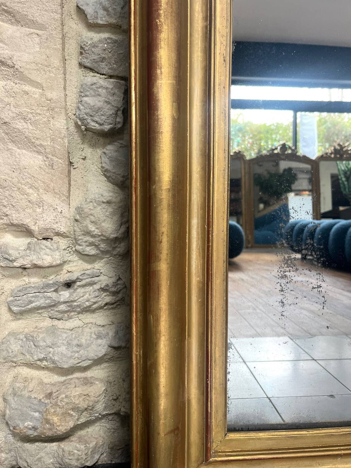 Antique Louis-Philippe mirror 200/150cm gold leaf and mercury glass