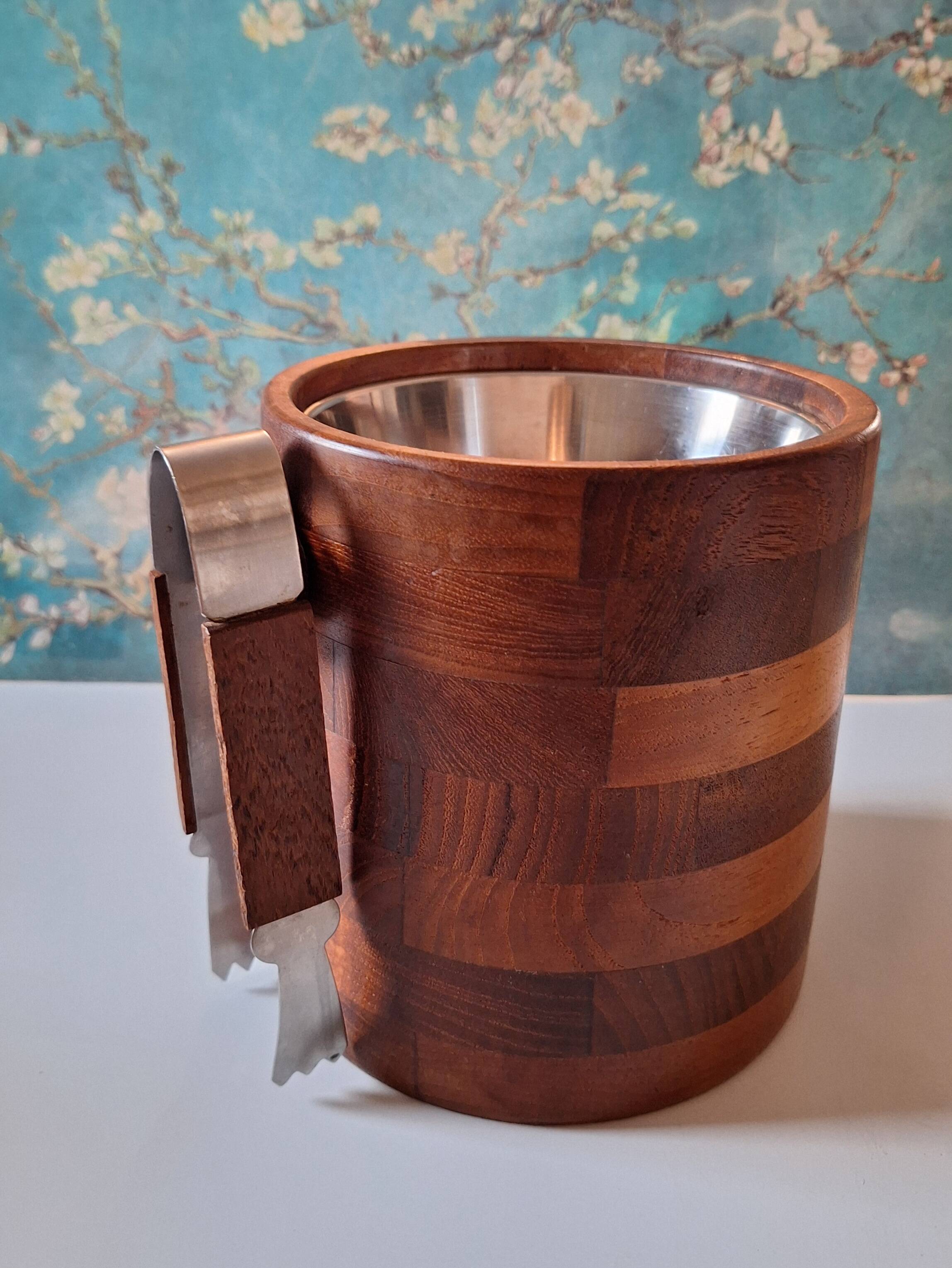 Scandinavian teak ice bucket, vintage 60s