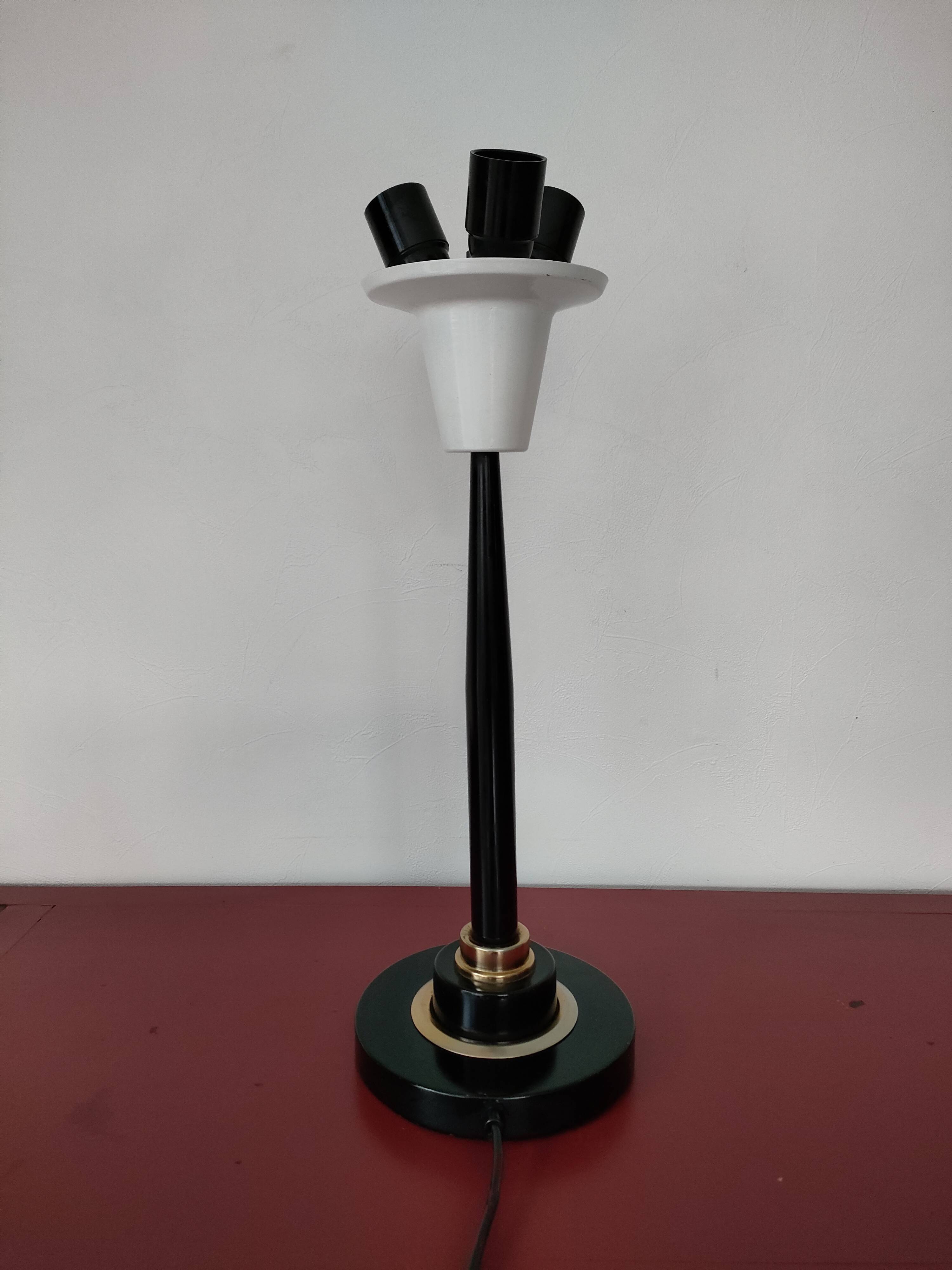 Lumi industrial metal lamp base - three lights - 1970s - Italy