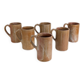 6 mugs en grès émaillé