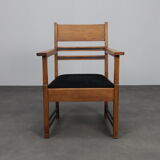 Refined pair of Art Deco armchairs in oak and Coromandel, attributed to L.O.V. Oosterbeek, 1930s