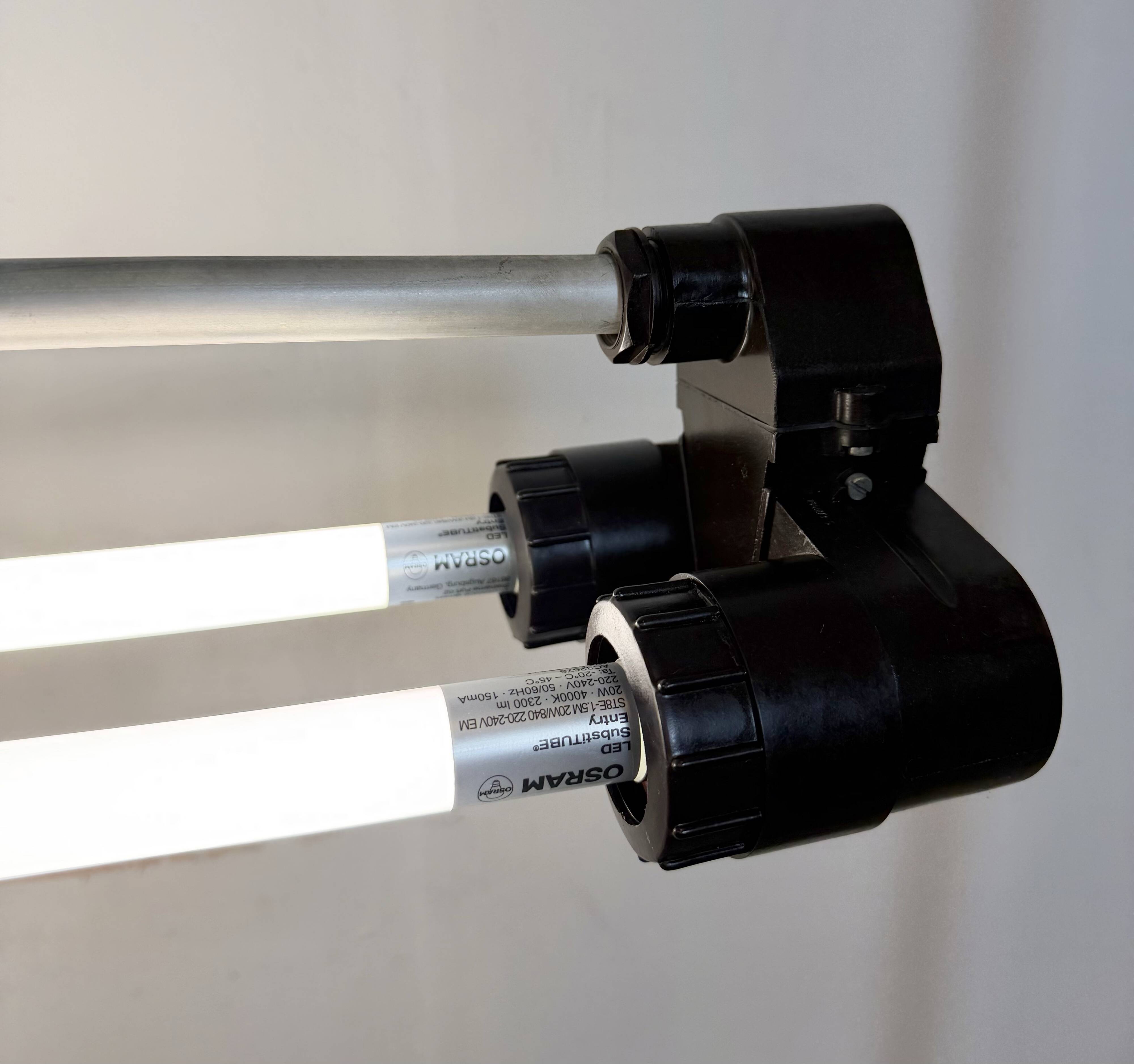 Industrial Grey Tube Light from Elektrosvit, 1970s
