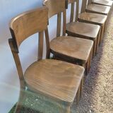 Series of 6 vintage old restaurant bistro chairs - 1950s