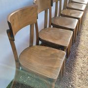 Series of 6 vintage old restaurant bistro chairs - 1950s