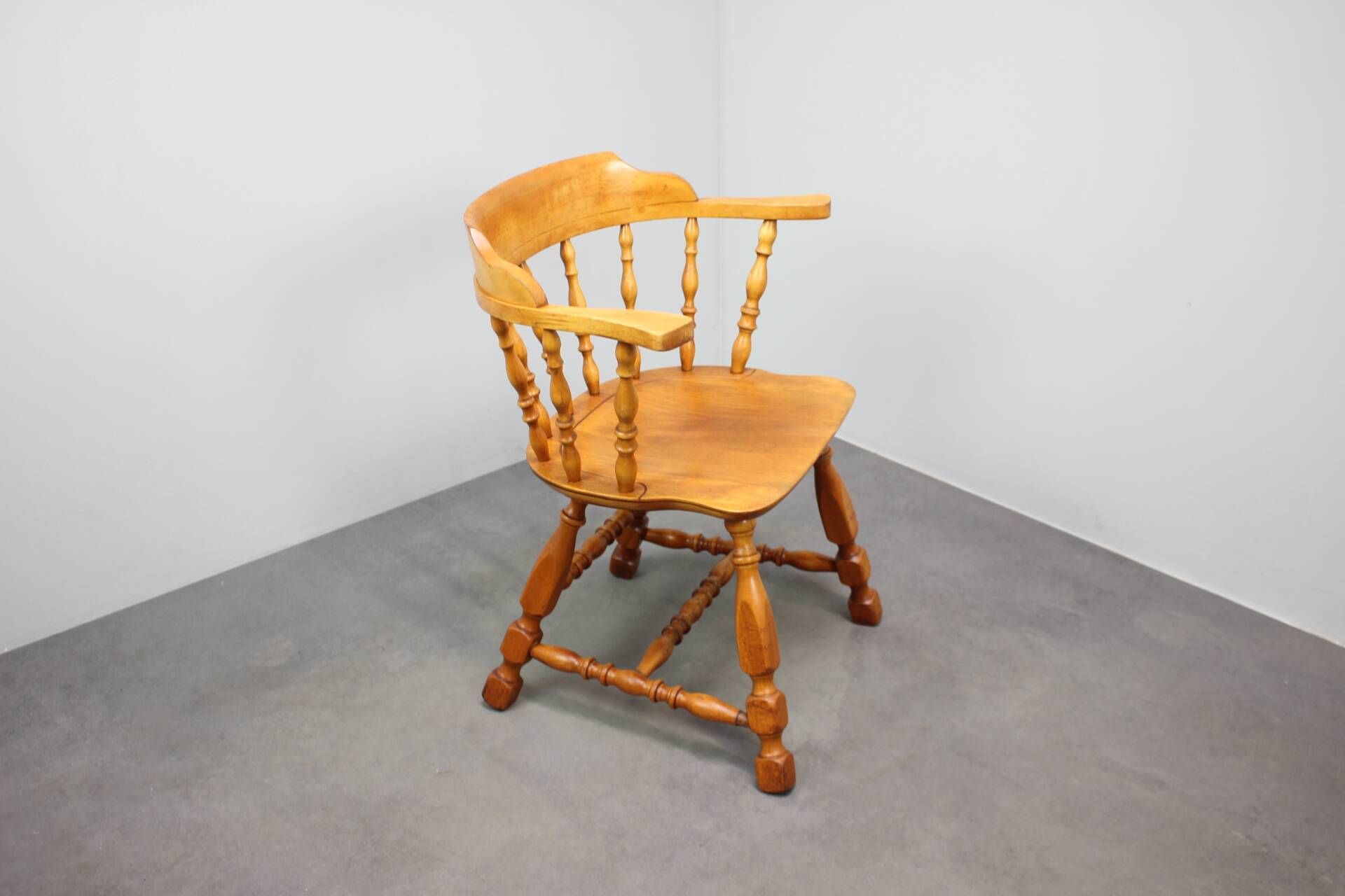 Vintage Windsor armchair with spindle back, Central Europe, circa 1970–1980.