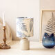 White enamelled mustard pot lamp - fern pattern