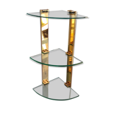 Wall shelf in gilded metal and glass/1980s