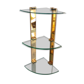 Wall shelf in gilded metal and glass/1980s