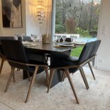 Brutalist design square table in steel