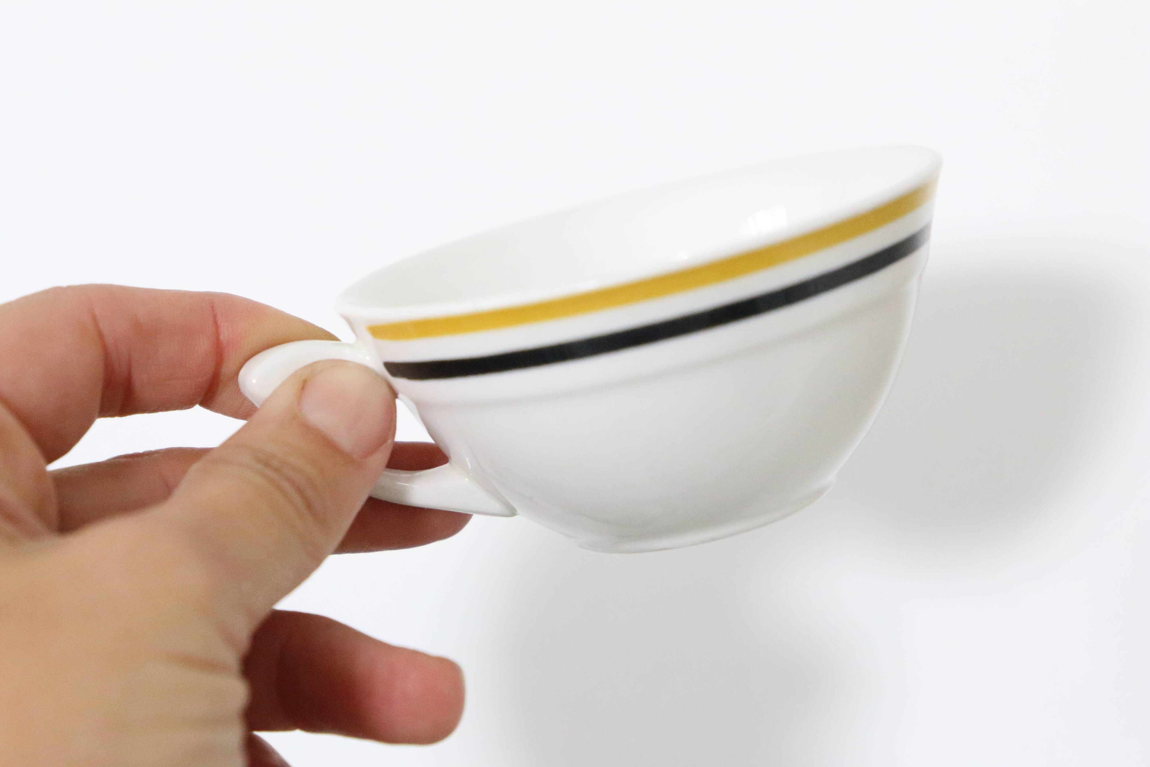 Set of 4 ceramic cups, bistro type, French manufacture