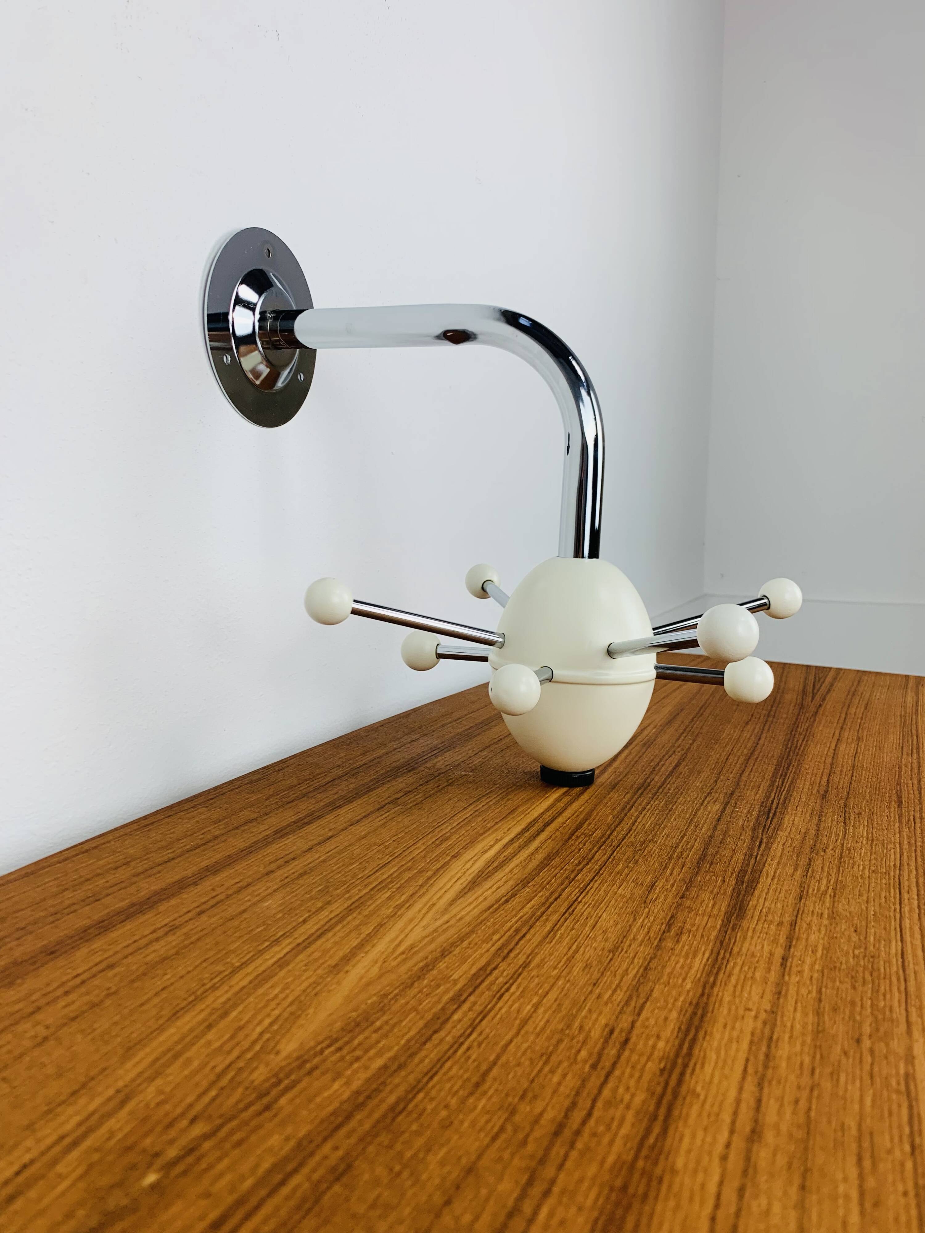 Sputnik wall coat rack, white and chrome, vintage