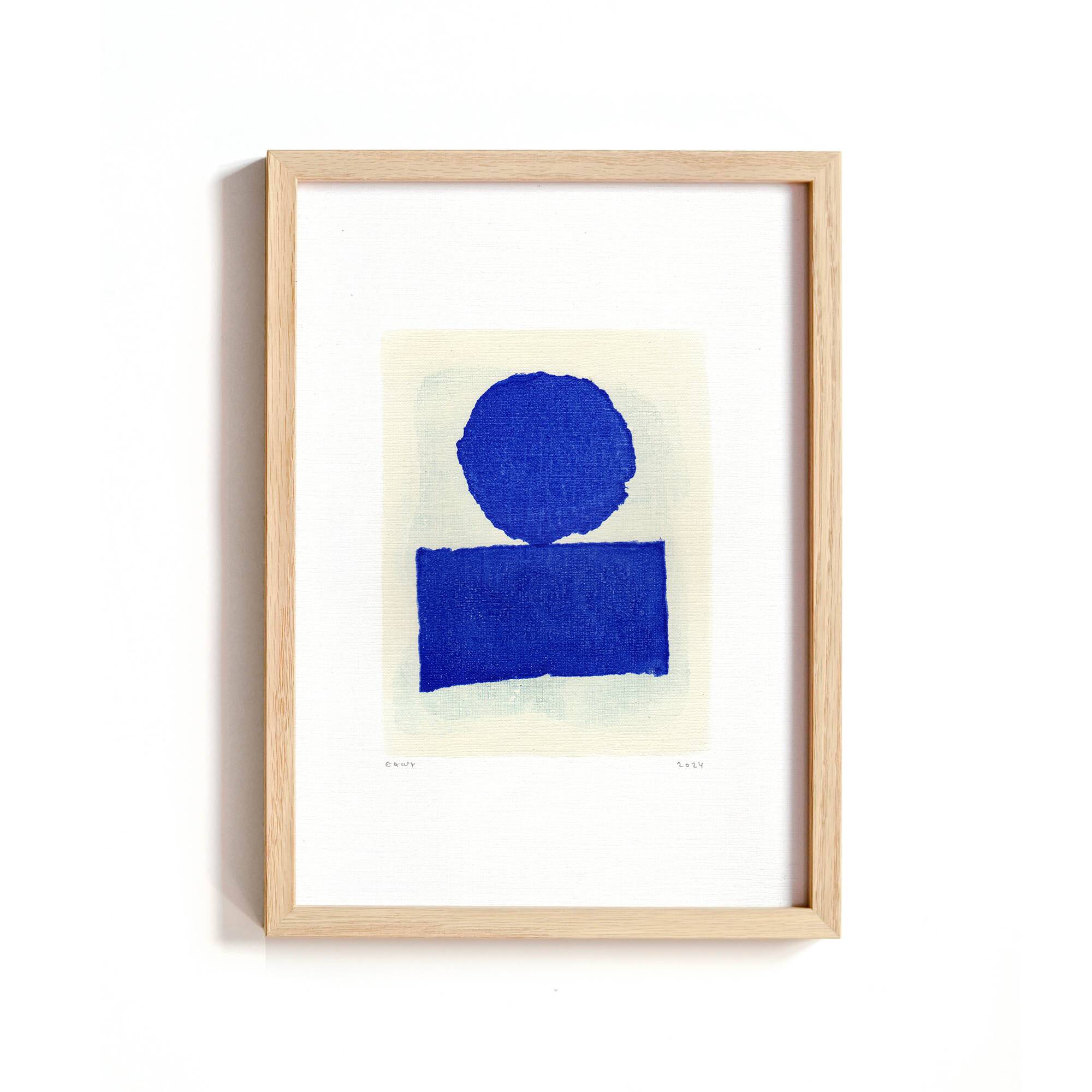 Collection of 4 abstract paintings on paper - klein blue - signed eawy