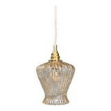 Vintage tulip pendant light in amber glass