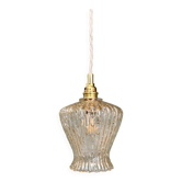 Vintage tulip pendant light in amber glass