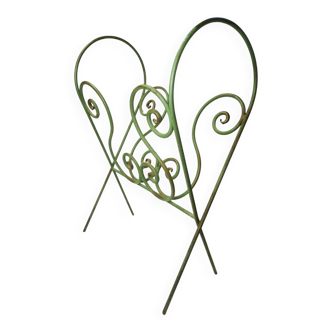 Vintage wrought iron magazine rack – handcrafted scrolls –