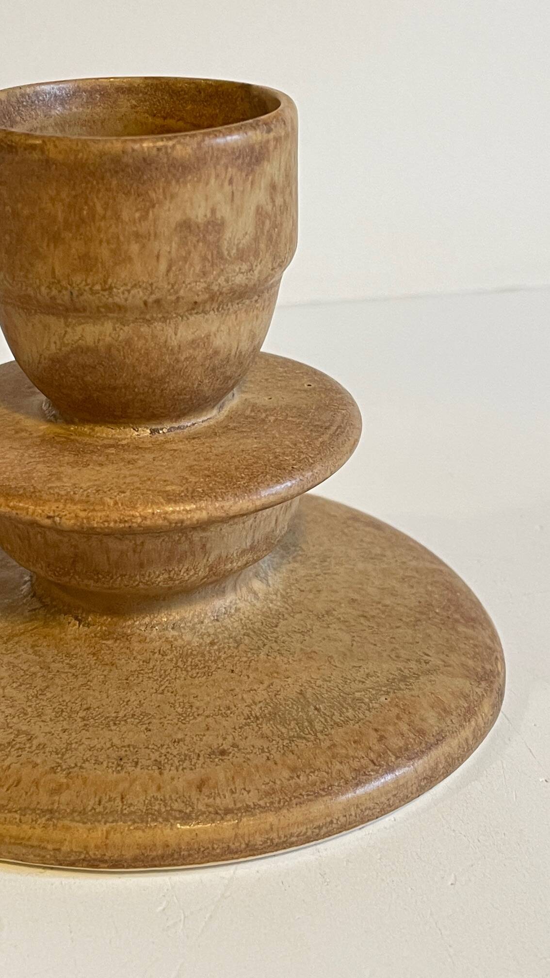 Geometric Hand CANDLE HOLDER Stoneware VINTAGE France