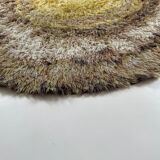 195cm multi-color scandinavian psychedelic batik high pile pop art rya rug 1970s