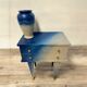 Navy blue and beige tie-dye bedside table