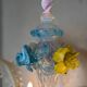 Multicoloured Venetian glass girandole from Murano with a dominant opaline blue, circa 1930.